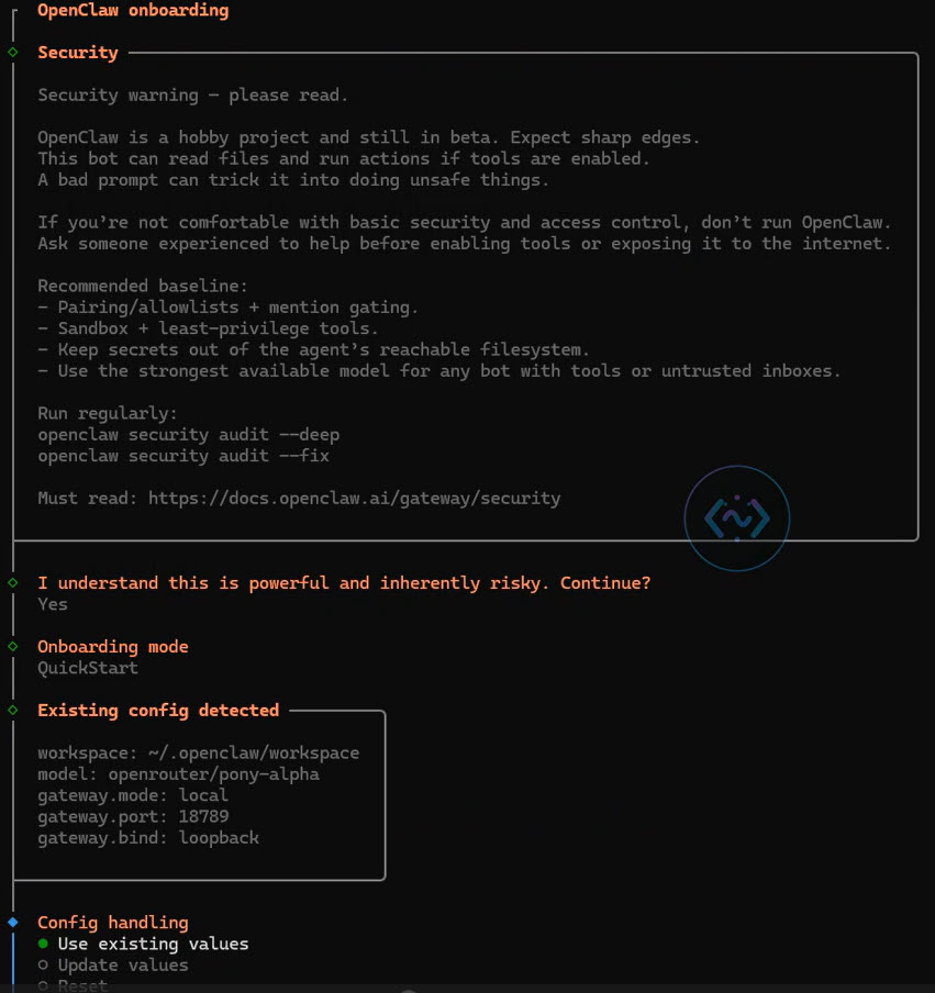 Use existing values option