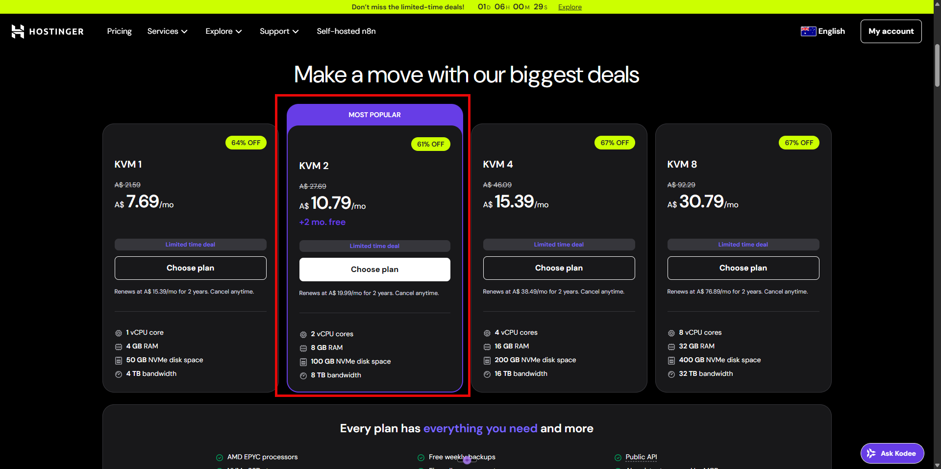 VPS plan selection
