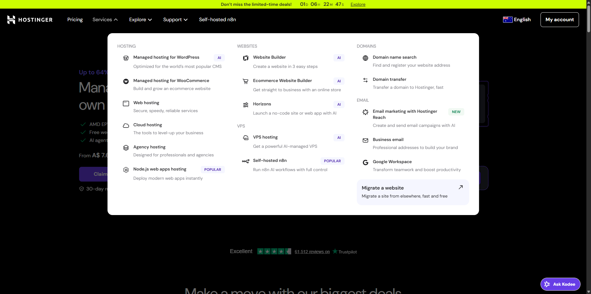 Hostinger homepage